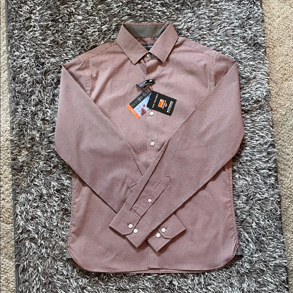 Van Heusen Men's Red Checkered Button Down Shirt